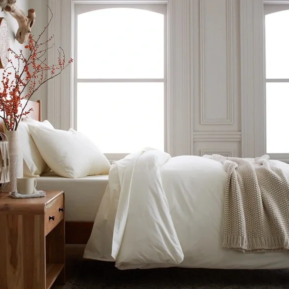 NWT QUINCE Organic Brushed Cotton Duvet Cover  - Ivory - King/Cal/King - Picture 2 of 9